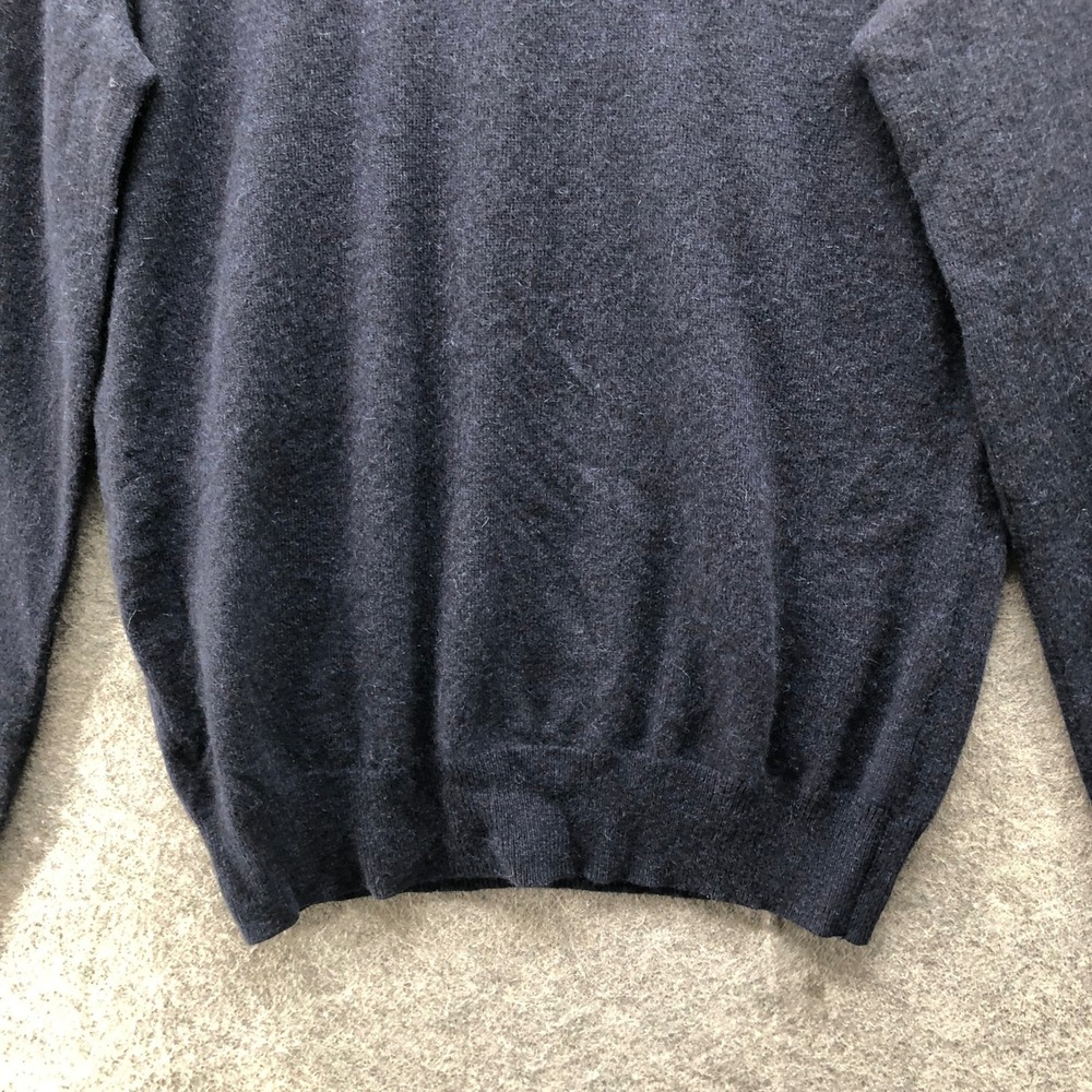 Black Brown 1826 Mens Small Navy Blue 100% 2-Ply Cashmere Crewneck Sweater - Picture 7 of 9